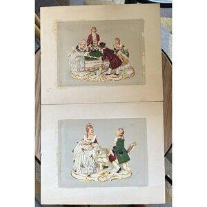 Vintage Donald Art Co Prints Dresden Porcelain Figurines Victorian Pair